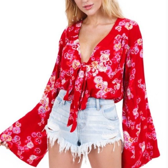 Free People Tops - Free People - Forties Feel Bell Sleeve Bodysuit
